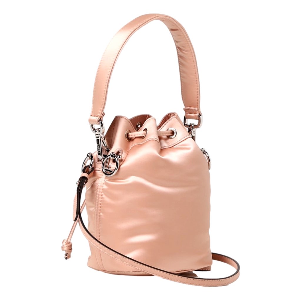 Fendi Fendi Mon Tresor Baguette Baby Pink Nylon Bucket Mini Crossbody Bag - Back view