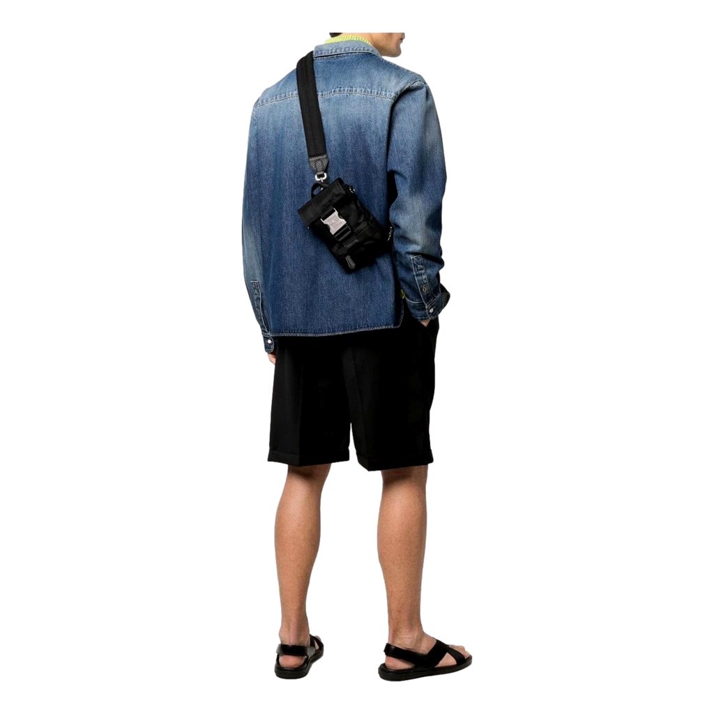 Fendi Fendi Fendiness Black Nylon Buckle Mini Backpack Crossbody Bag - Side view