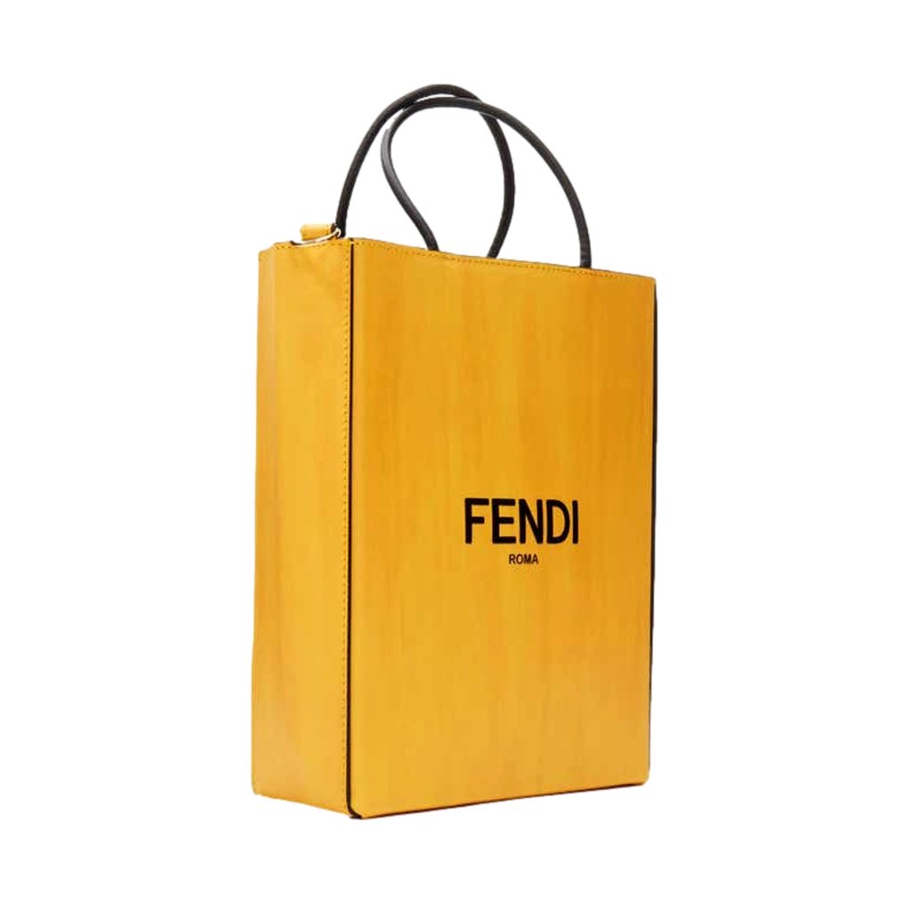 Fendi Fendi Roma 2Way Embossed Yellow Leather Crossbody Shopping Tote Bag - Image 6