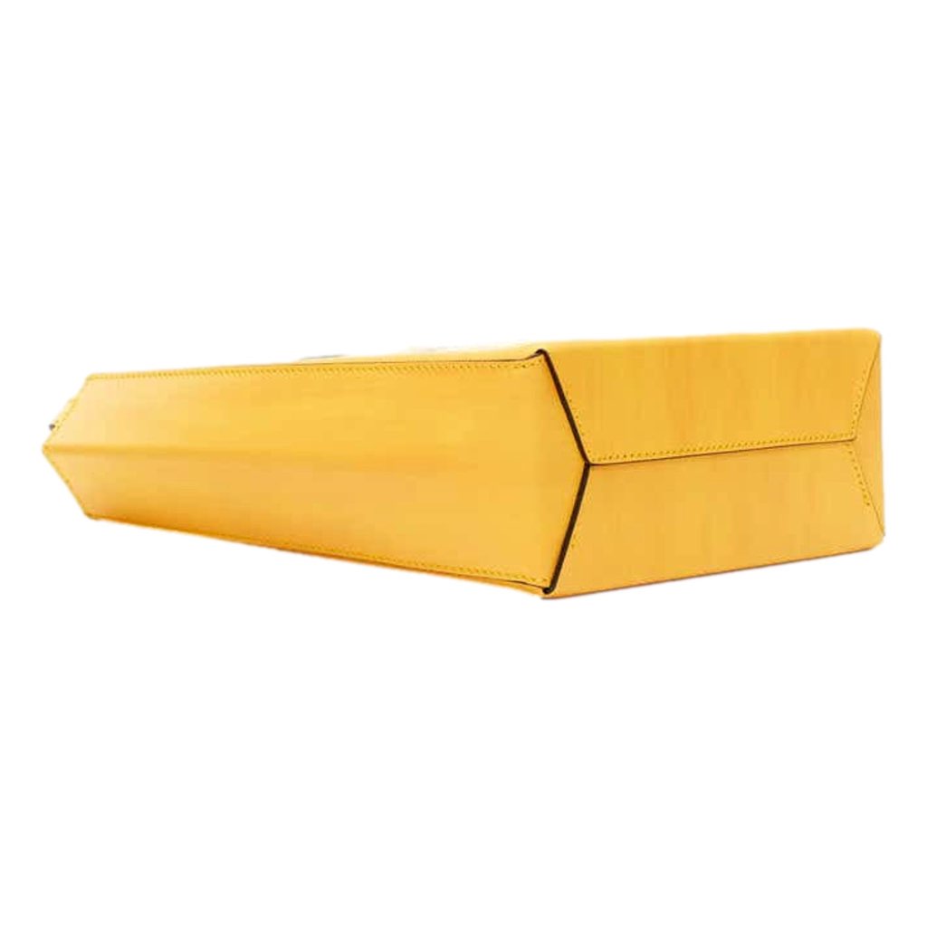 Fendi Fendi Roma 2Way Embossed Yellow Leather Crossbody Shopping Tote Bag - Detail 1