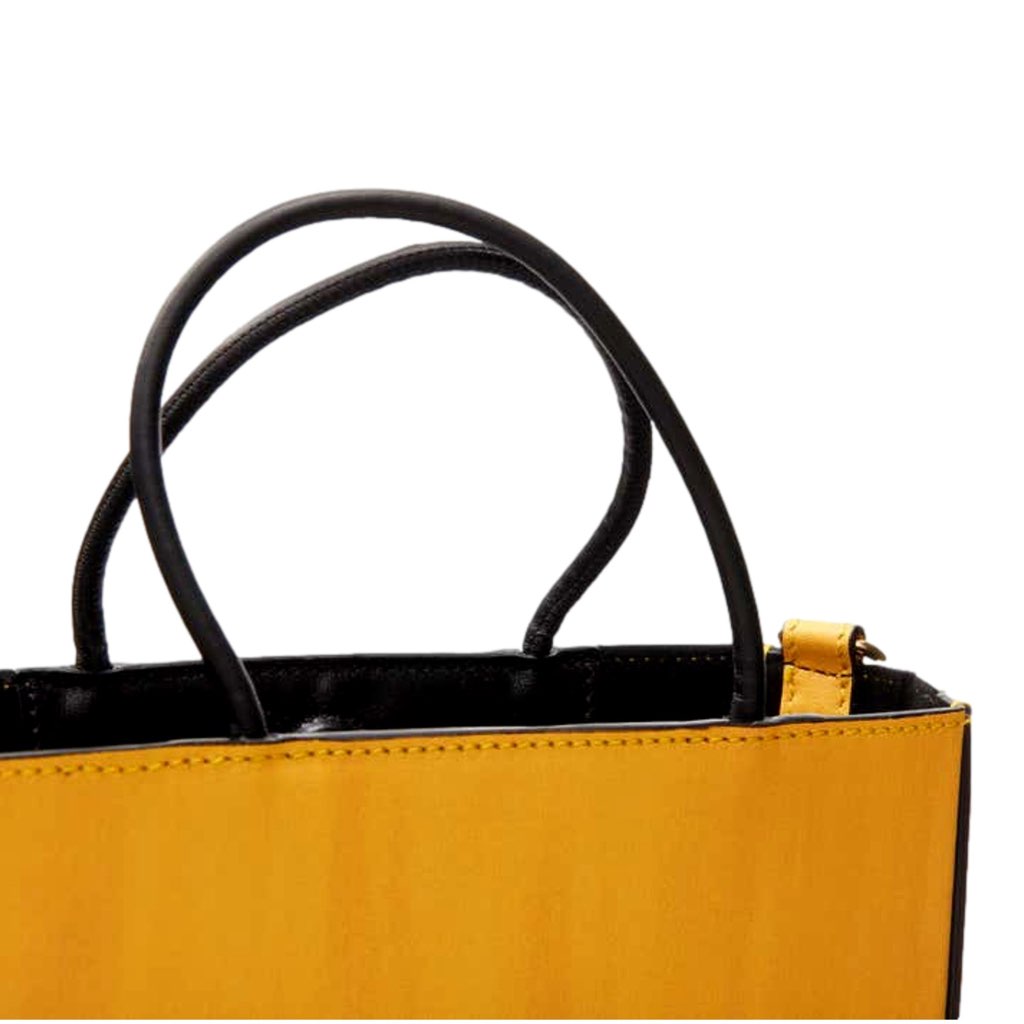 Fendi Fendi Roma 2Way Embossed Yellow Leather Crossbody Shopping Tote Bag - Image 10