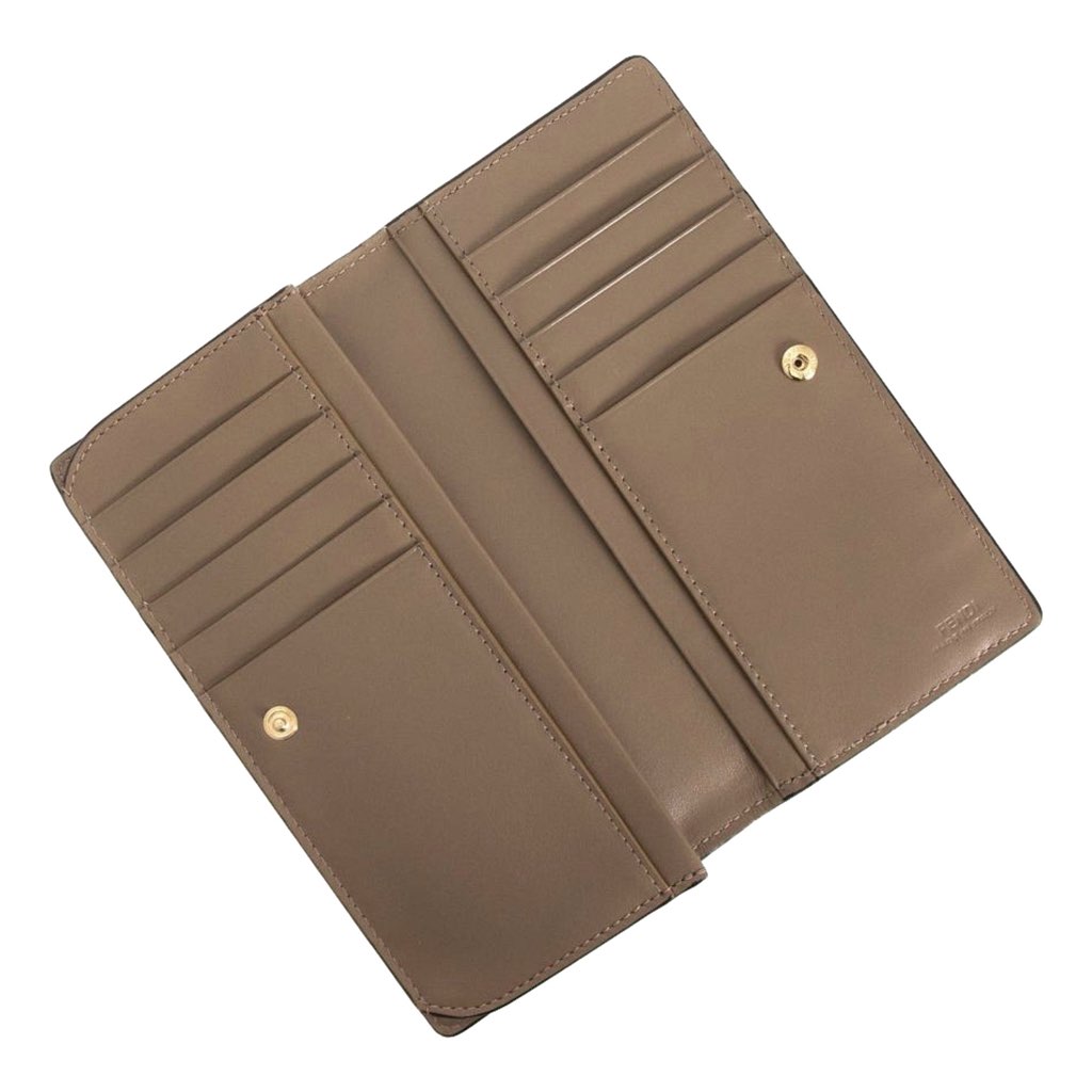 Fendi Fendi O'Lock Rose Pink and Tortora Gray Calf Leather Snap Continental Wallet - Back view