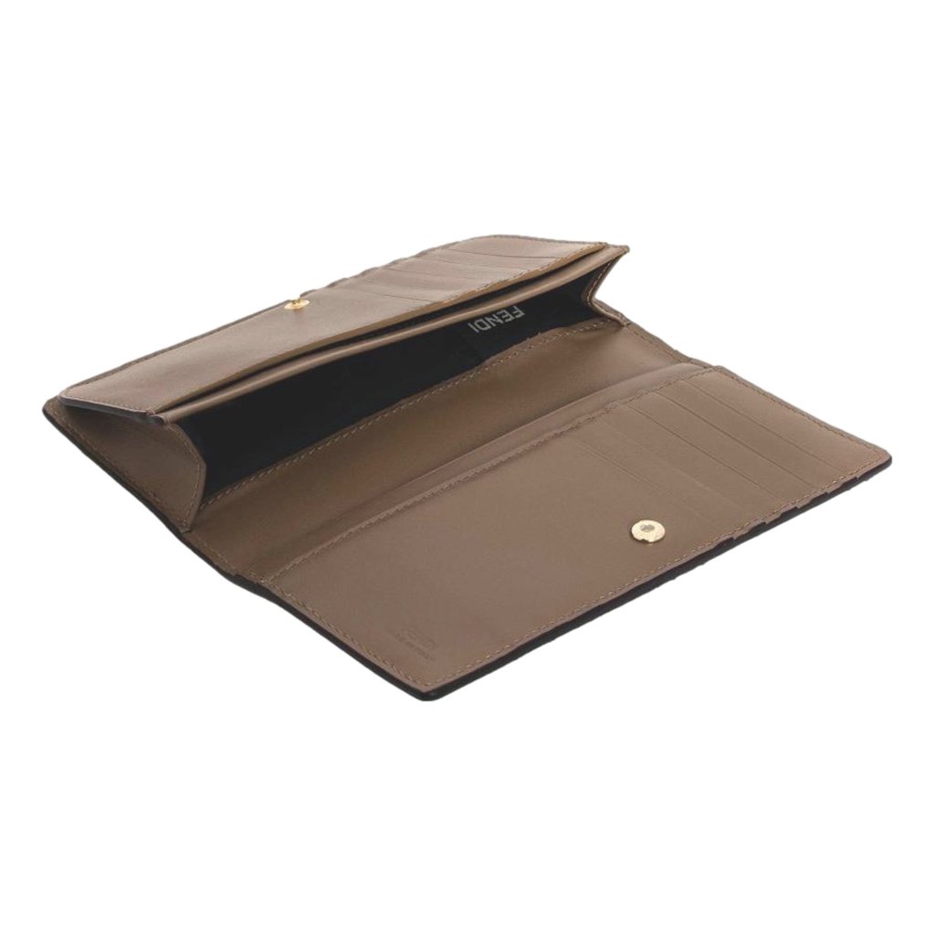 Fendi Fendi O'Lock Rose Pink and Tortora Gray Calf Leather Snap Continental Wallet - Image 6