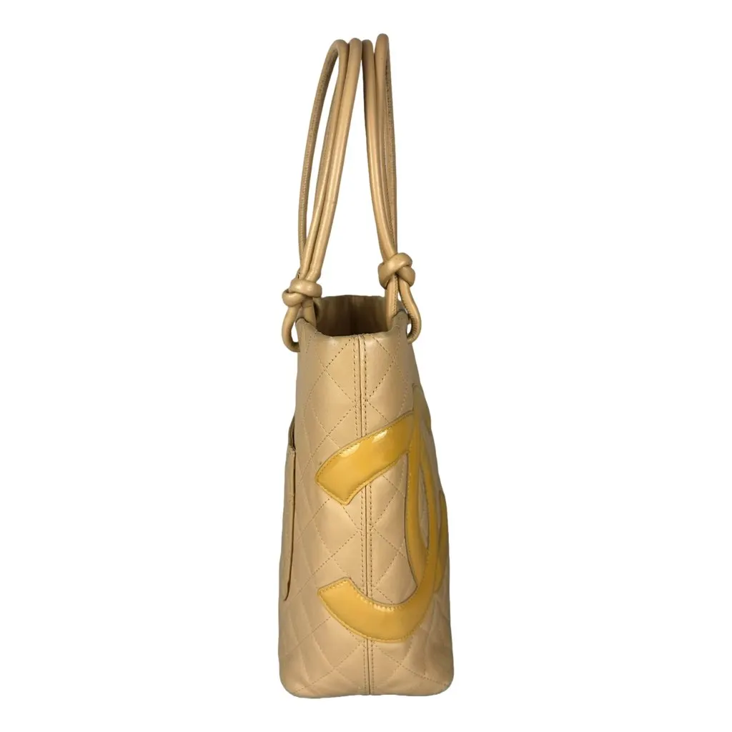 Chanel Tote Bag Cambon Beige Quilted Lambskin Leather Beige Leather Very good - Back View