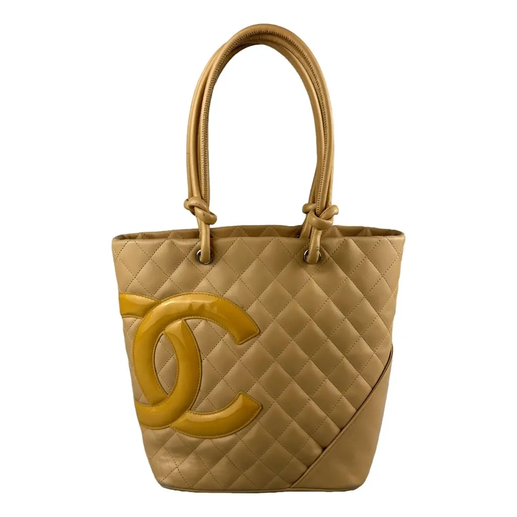 Chanel Tote Bag Cambon Beige Quilted Lambskin Leather Beige Leather Very good - Box View