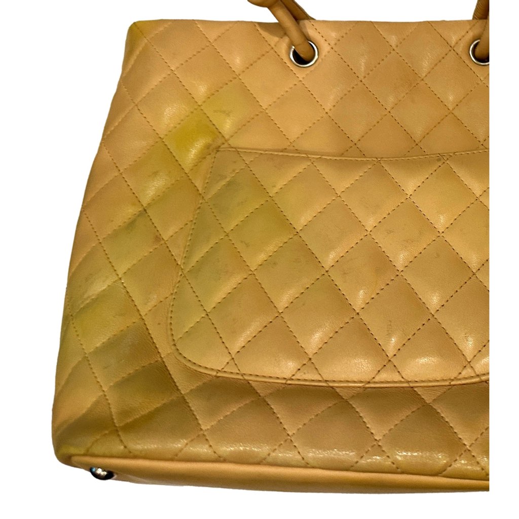 Chanel Chanel Tote Bag Cambon Beige Quilted Lambskin Leather - Detail 2