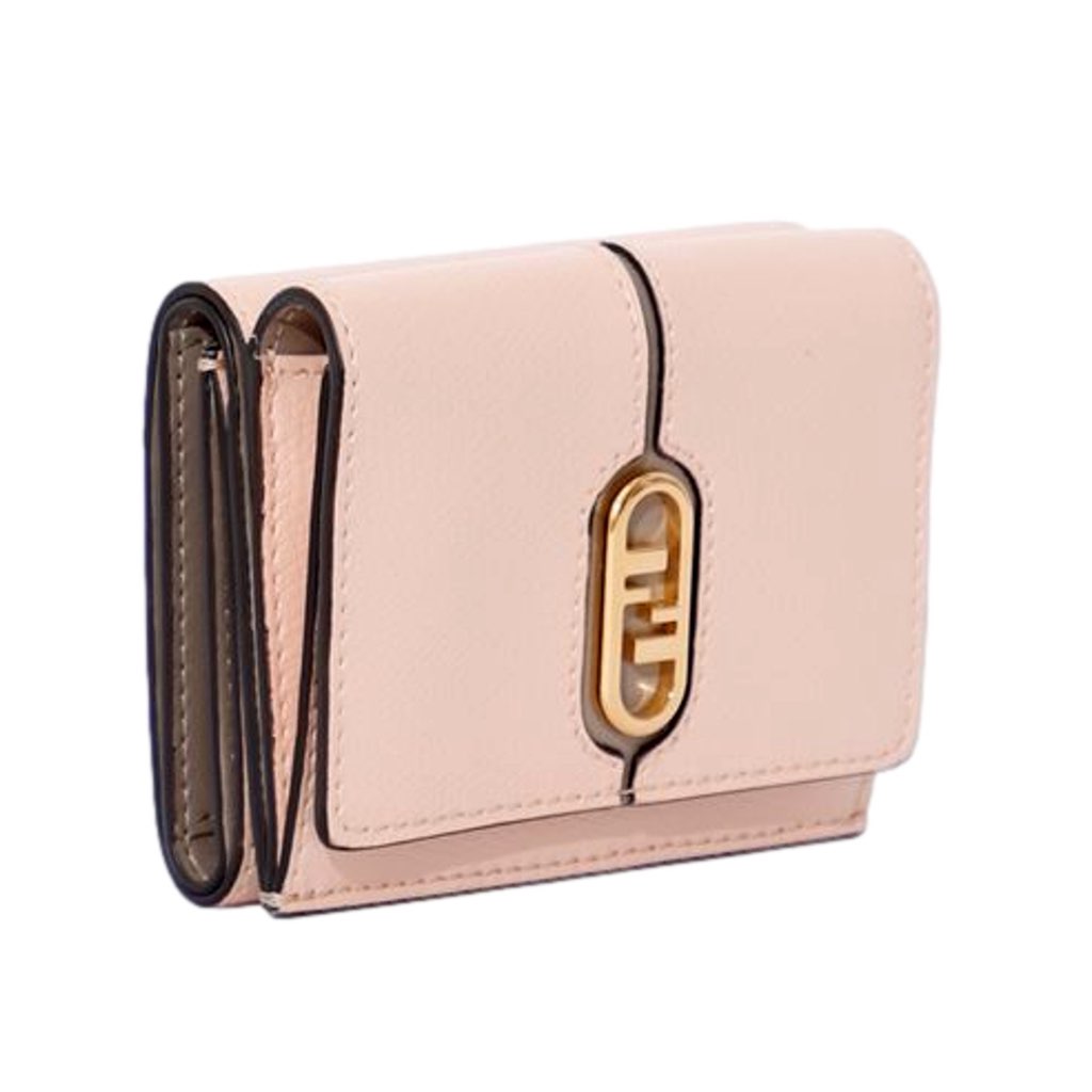 Fendi Fendi O'Lock Wallet Micro Trifold Rose Pink Tortora Gray Calf Leather - Back view