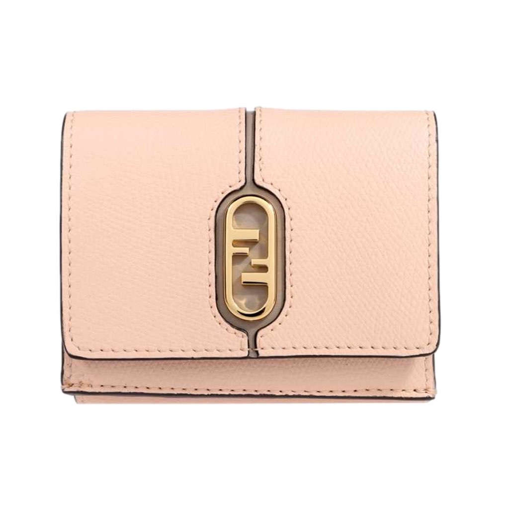 Fendi Fendi O'Lock Wallet Micro Trifold Rose Pink Tortora Gray Calf Leather - 4