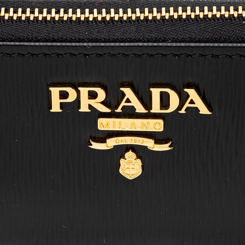 Prada Prada Vitello Move Key Case Holder Wallet Zip Pouch Black Calf Leather - Detail 2