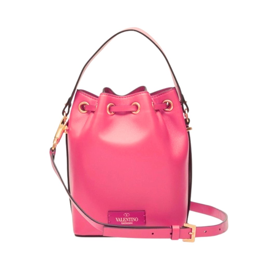 Valentino Garavani Valentino Garavani VLogo Walk Bucket Crossbody Bag Pink Calf Leather - Back view