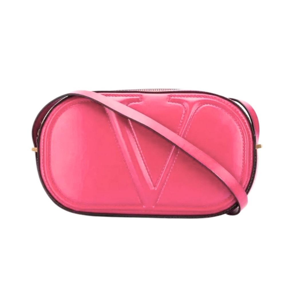 Valentino Garavani Valentino Garavani VLogo Walk Crossbody Bag Pink Calf Leather Medium - Side view