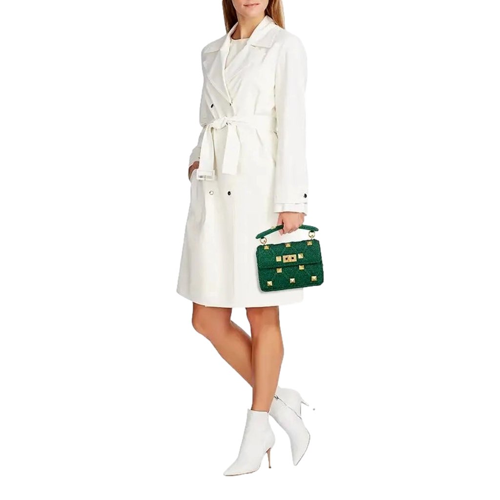 Valentino Garavani Valentino Garavani Roman Stud Medium Shoulder Bag Metallic Green Lurex - Detail 2