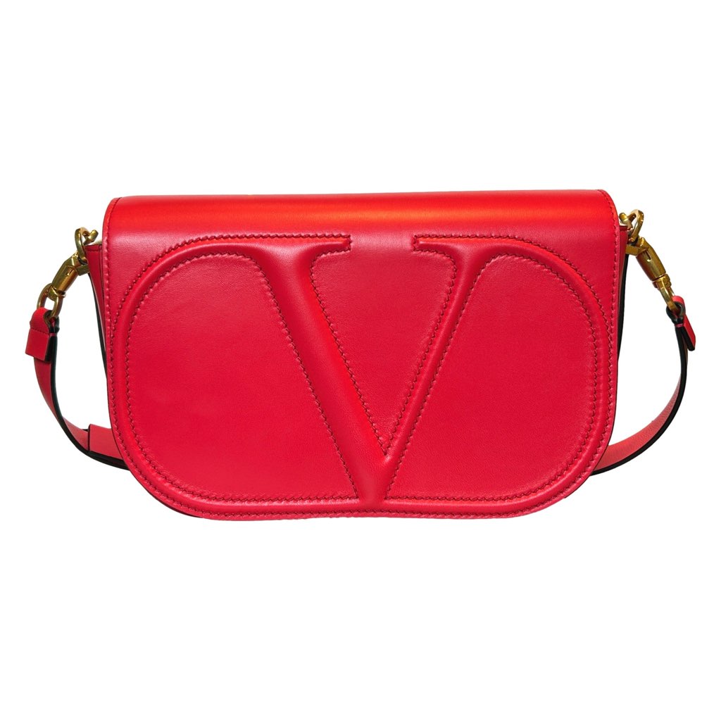 Valentino Garavani Valentino Garavani VLogo Walk Large Crossbody Bag Red Calf Leather - Back view