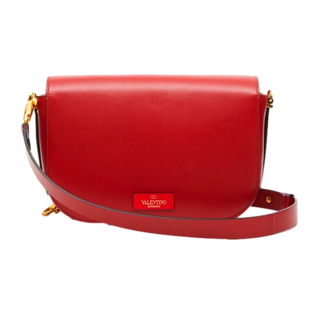 Valentino Garavani Valentino Garavani VLogo Walk Large Crossbody Bag Red Calf Leather - Side view