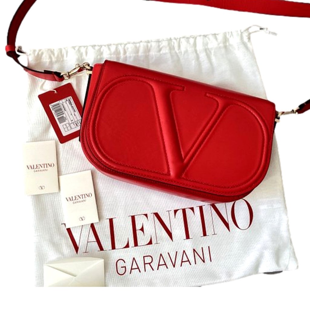 Valentino Garavani Valentino Garavani VLogo Walk Large Crossbody Bag Red Calf Leather - Detail 2
