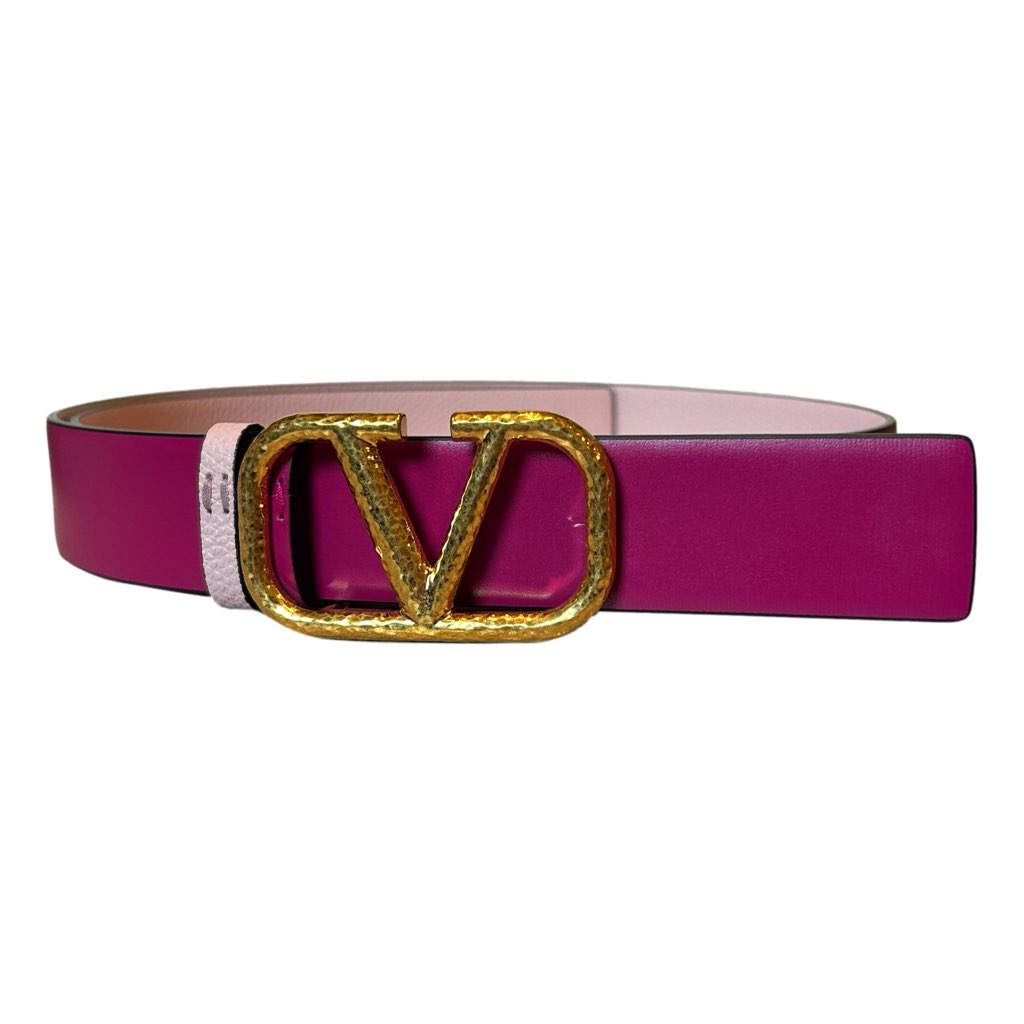 Valentino Garavani Valentino Garavani VLogo Reversible Belt Size 85 Pink Pebbled Leather - Image 6