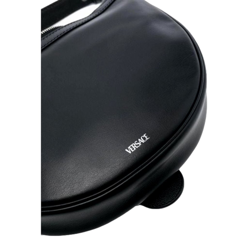 Versace Versace Repeat La Medusa Small Hobo Shoulder Bag Black Calfskin Leather - 4