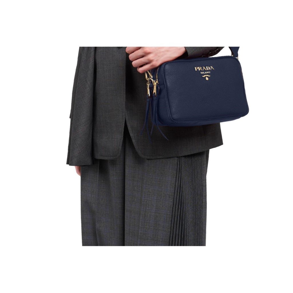 Prada Prada Baltico Blue Vitello Phenix Leather Double Zip Crossbody Bag - Image 15