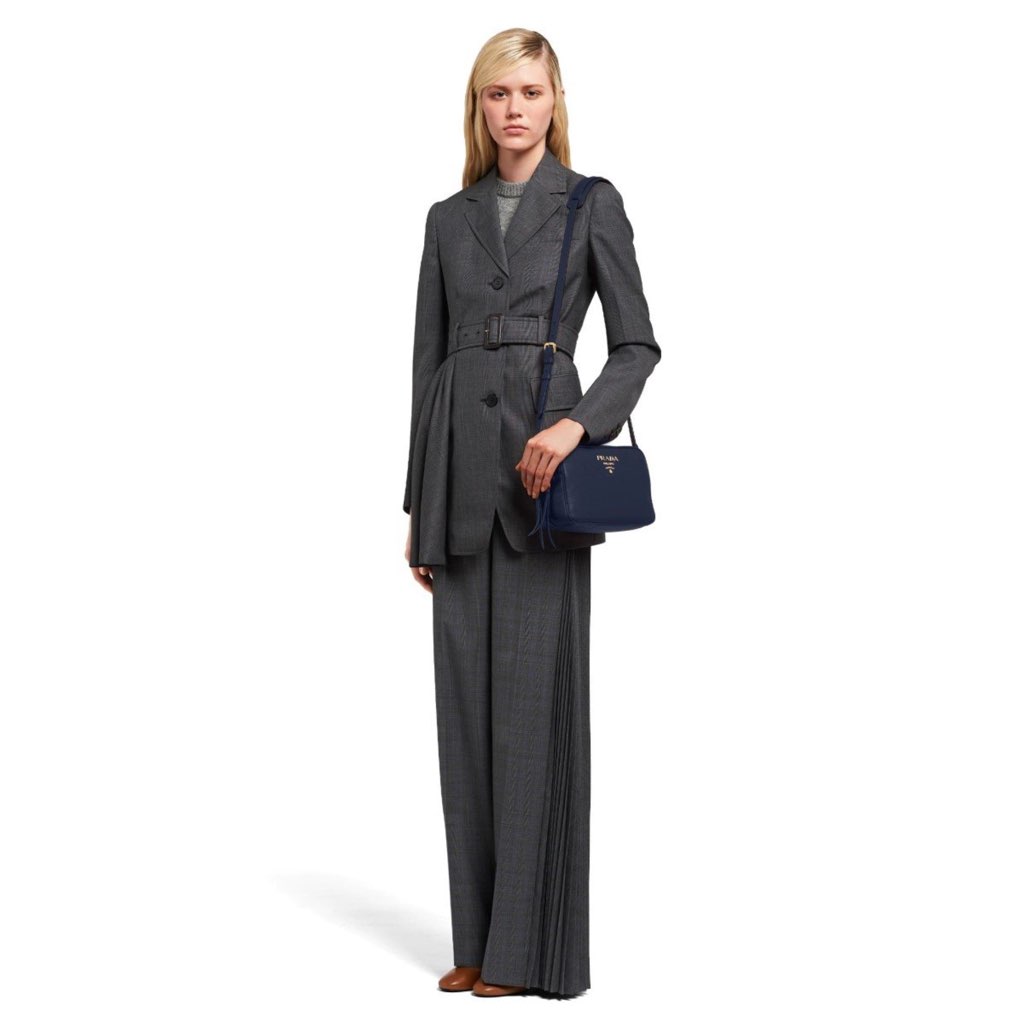 Prada Prada Baltico Blue Vitello Phenix Leather Double Zip Crossbody Bag - Image 16