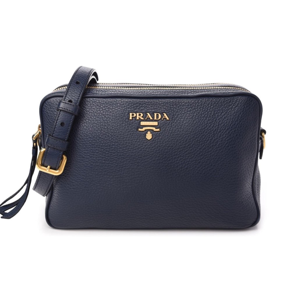 Prada Prada Baltico Blue Vitello Phenix Leather Double Zip Crossbody Bag - Image 6
