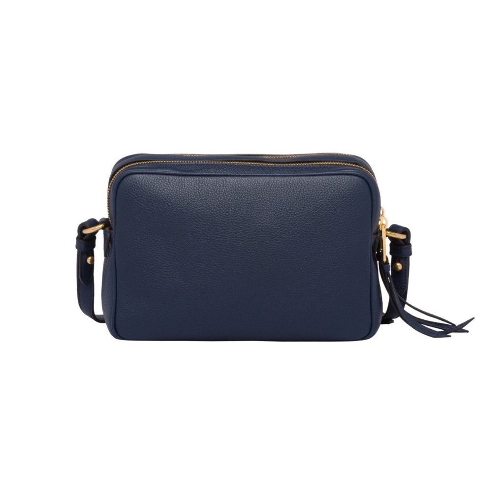 Prada Prada Baltico Blue Vitello Phenix Leather Double Zip Crossbody Bag - Side view