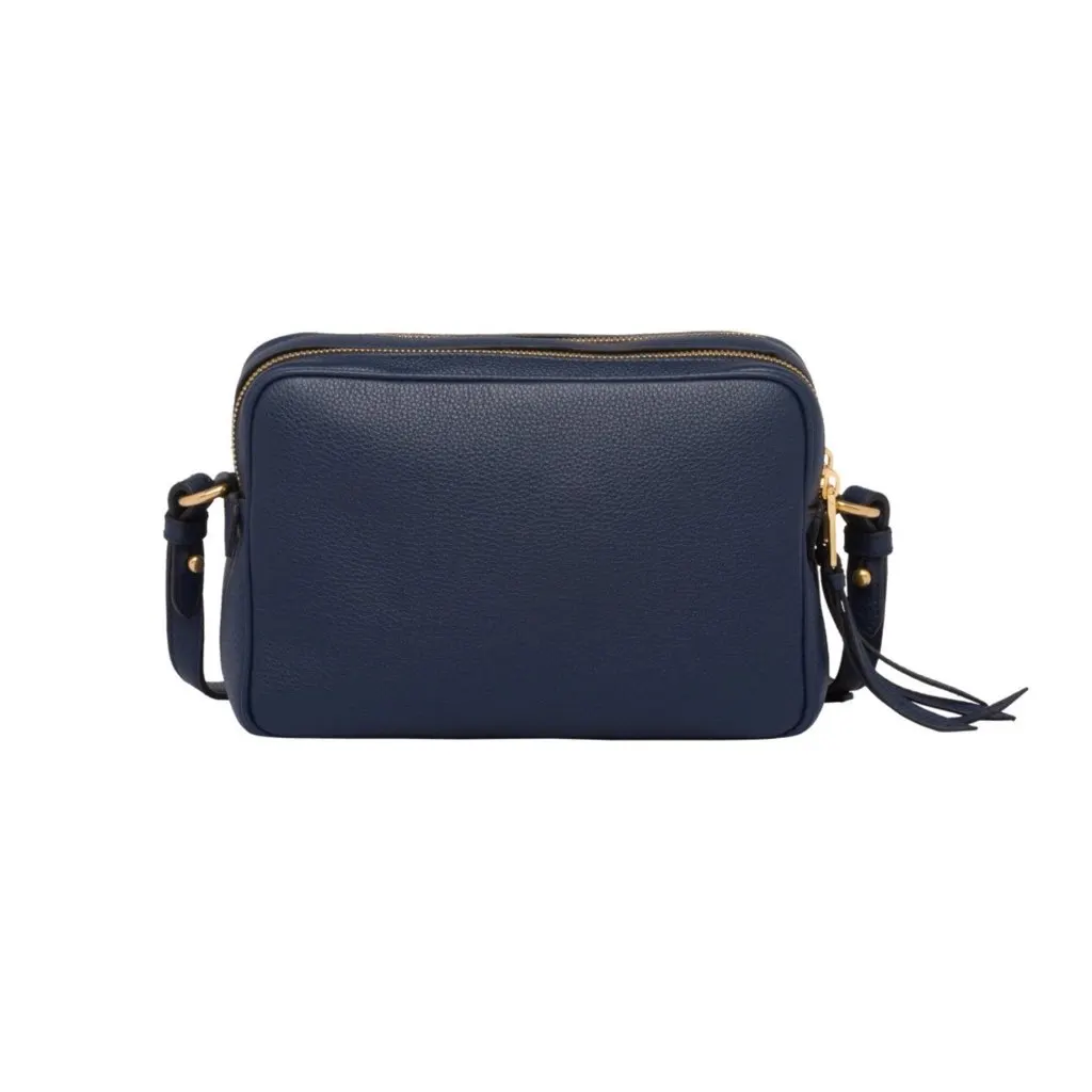 Prada Baltico Blue Vitello Phenix Leather Double Zip Crossbody Bag Navy Leather Never worn, with tag - Box View