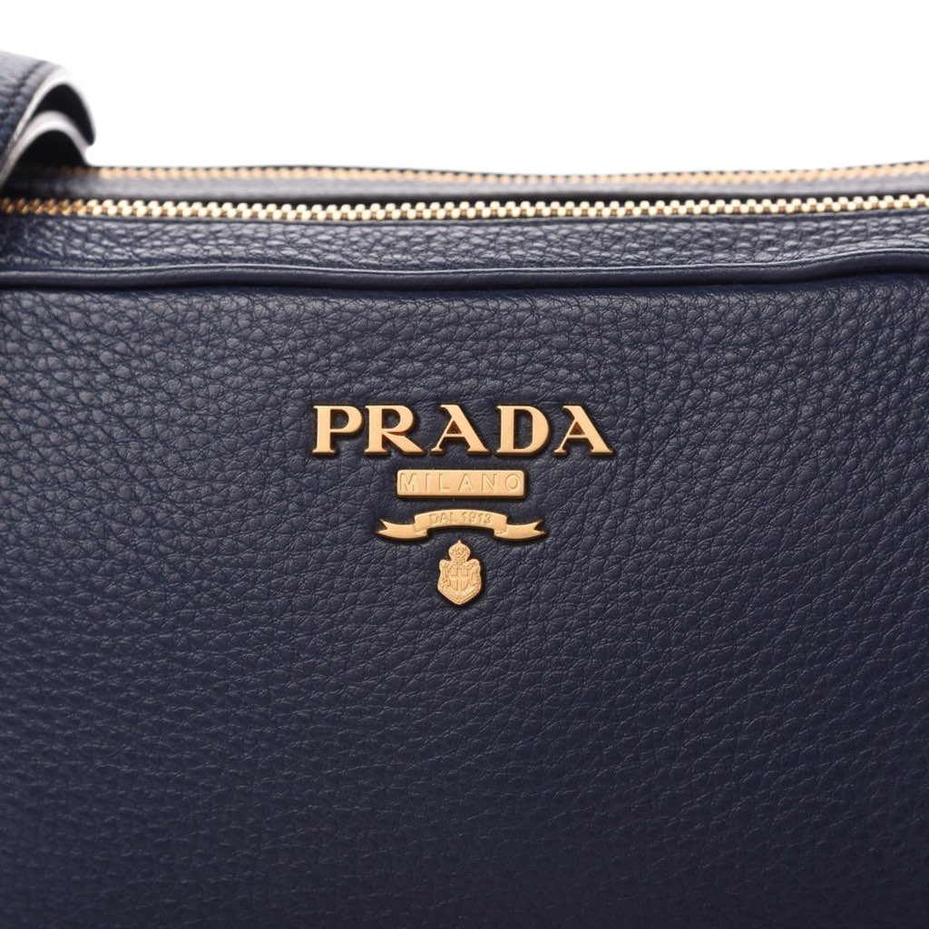 Prada Prada Baltico Blue Vitello Phenix Leather Double Zip Crossbody Bag - Detail 2