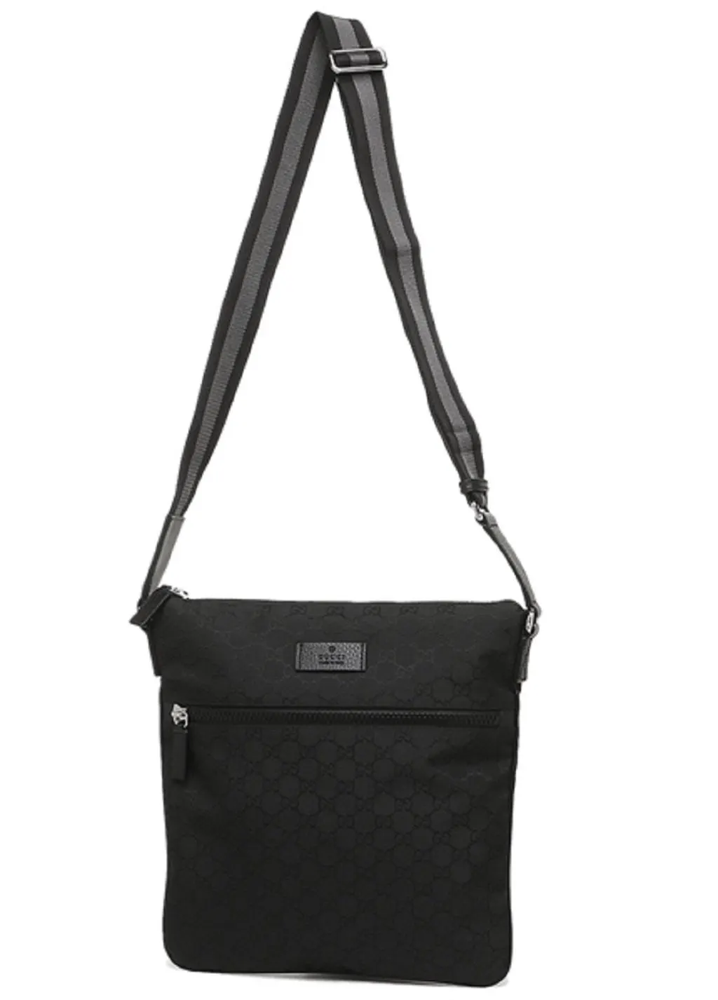 Gucci Unisex GG Guccissima Web Black Canvas Messenger Bag Crossbody Black Canvas Never worn, with tag - Back View