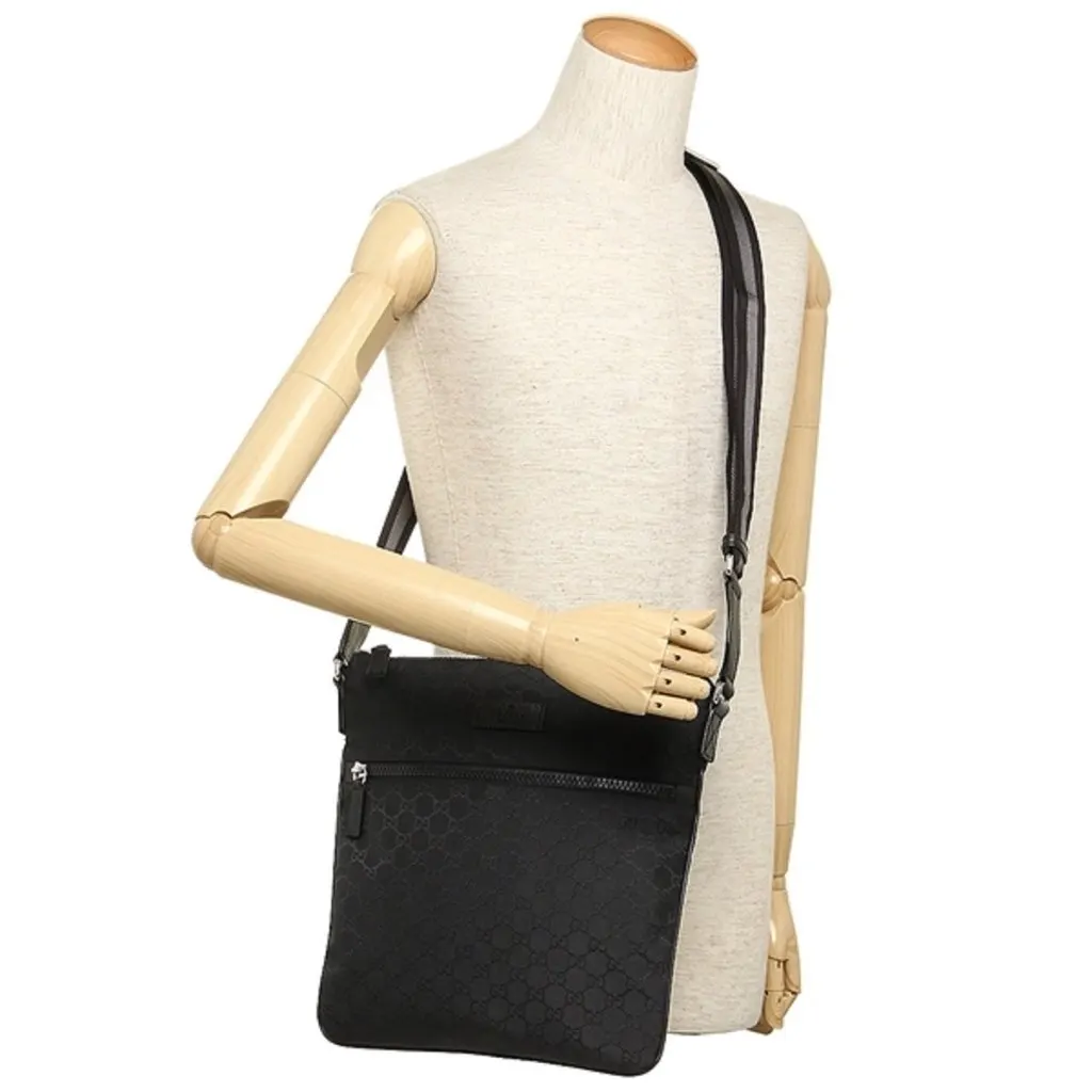 Gucci Unisex GG Guccissima Web Black Canvas Messenger Bag Crossbody Black Canvas Never worn, with tag - Inside View