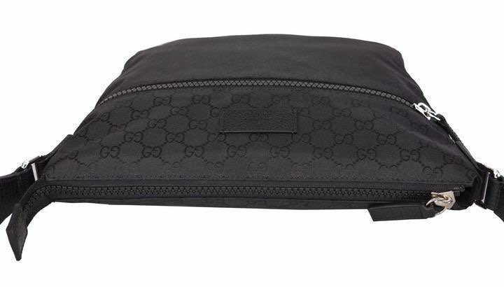 Gucci Gucci Unisex GG Guccissima Web Black Canvas Messenger Bag Crossbody - Side view