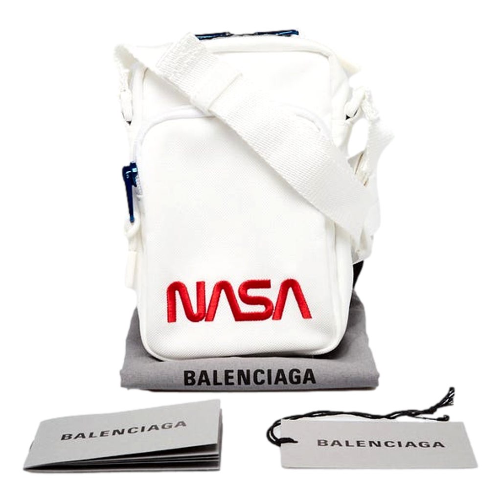 Balenciaga Balenciaga Nasa Logo Phone Holder Crossbody Bag White Recycled Nylon - Back view