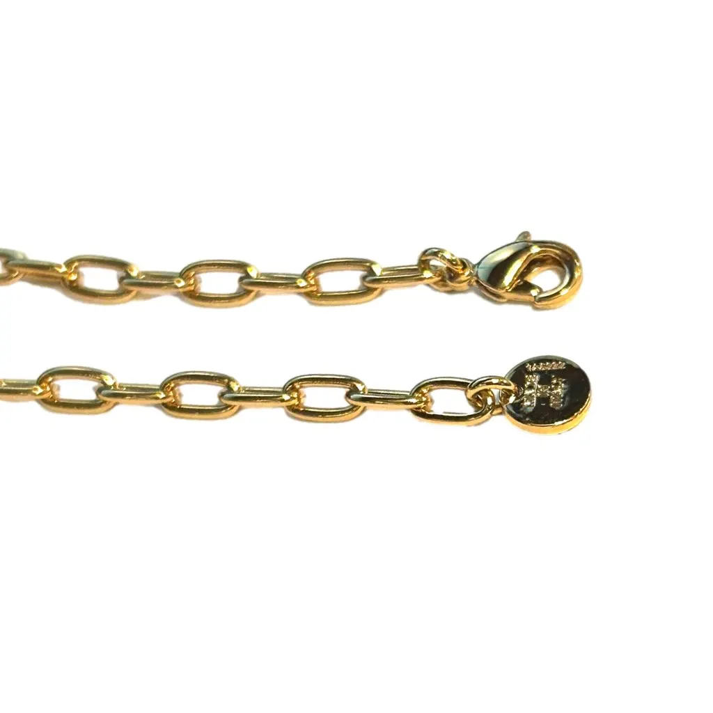 Fendi F is Fendi Logo Choker Necklace White Crystal Gold Metal Chain Gold Never worn, with tag - Model View
