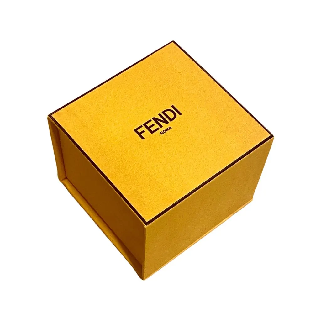 Fendi F is Fendi Logo Choker Necklace White Crystal Gold Metal Chain Gold Never worn, with tag - Box View