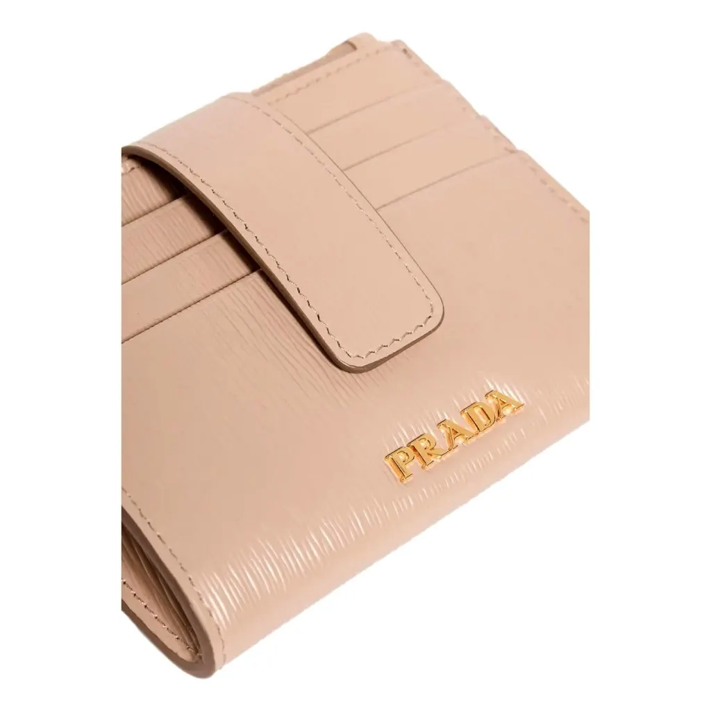 Prada Vitello Move Card Holder Wallet Cipria Beige Leather Logo Plaque White Never worn, with tag - Back View