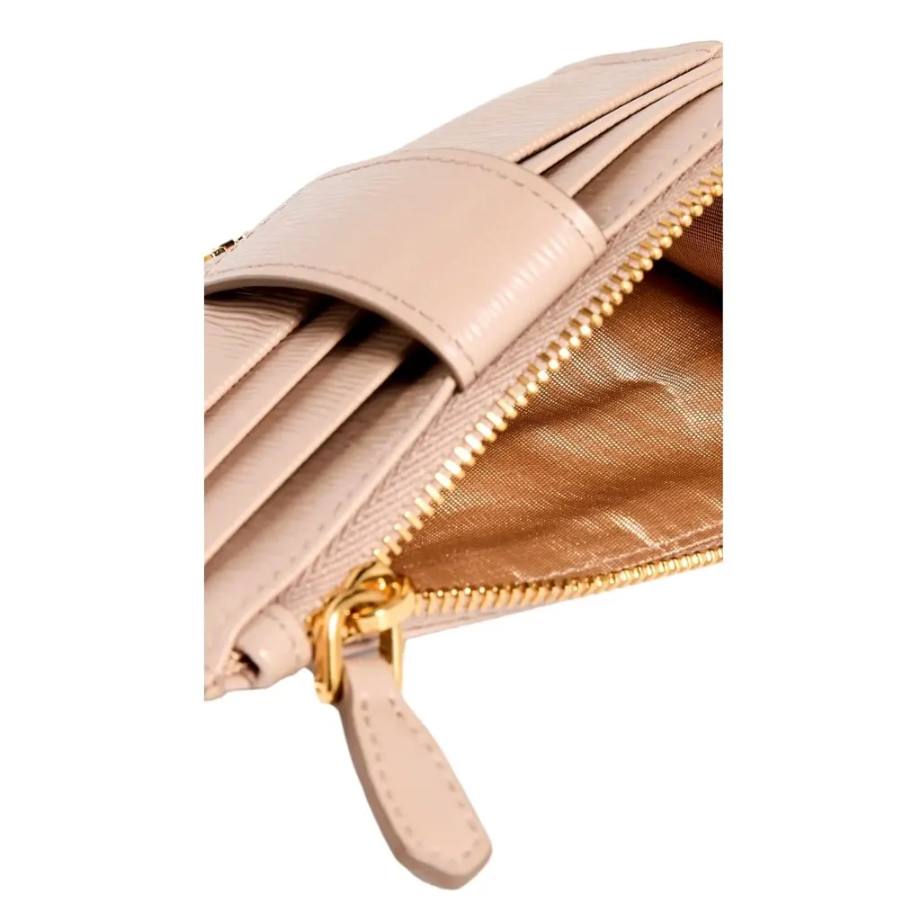 Prada Vitello Move Card Holder Wallet Cipria Beige Leather Logo Plaque White Never worn, with tag - Inside View
