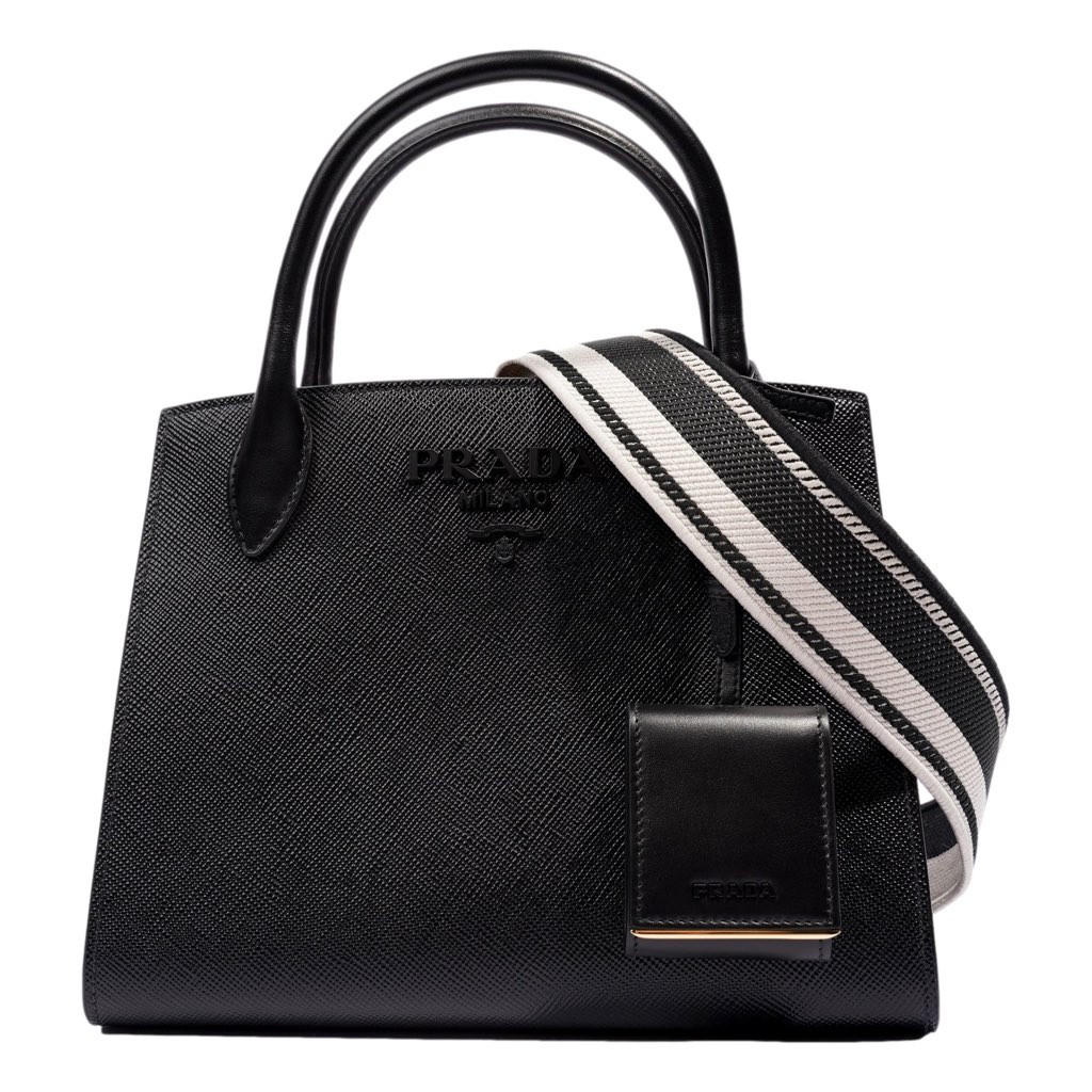 Prada Prada Monochrome Saffiano Top Handle Crossbody Tote Bag Black