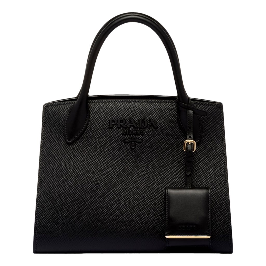 Prada Prada Monochrome Saffiano Top Handle Crossbody Tote Bag Black - Back view