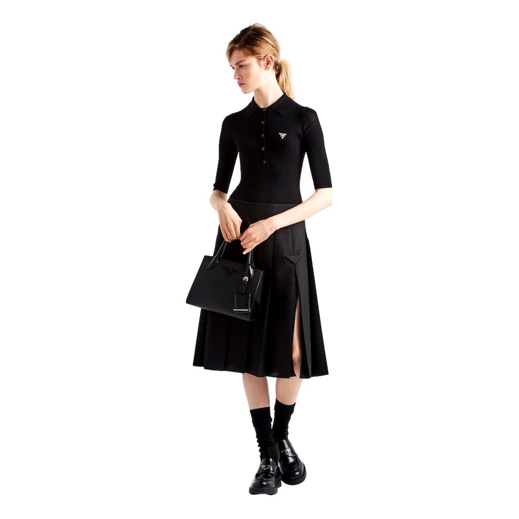 Prada Prada Monochrome Saffiano Top Handle Crossbody Tote Bag Black - Image 12