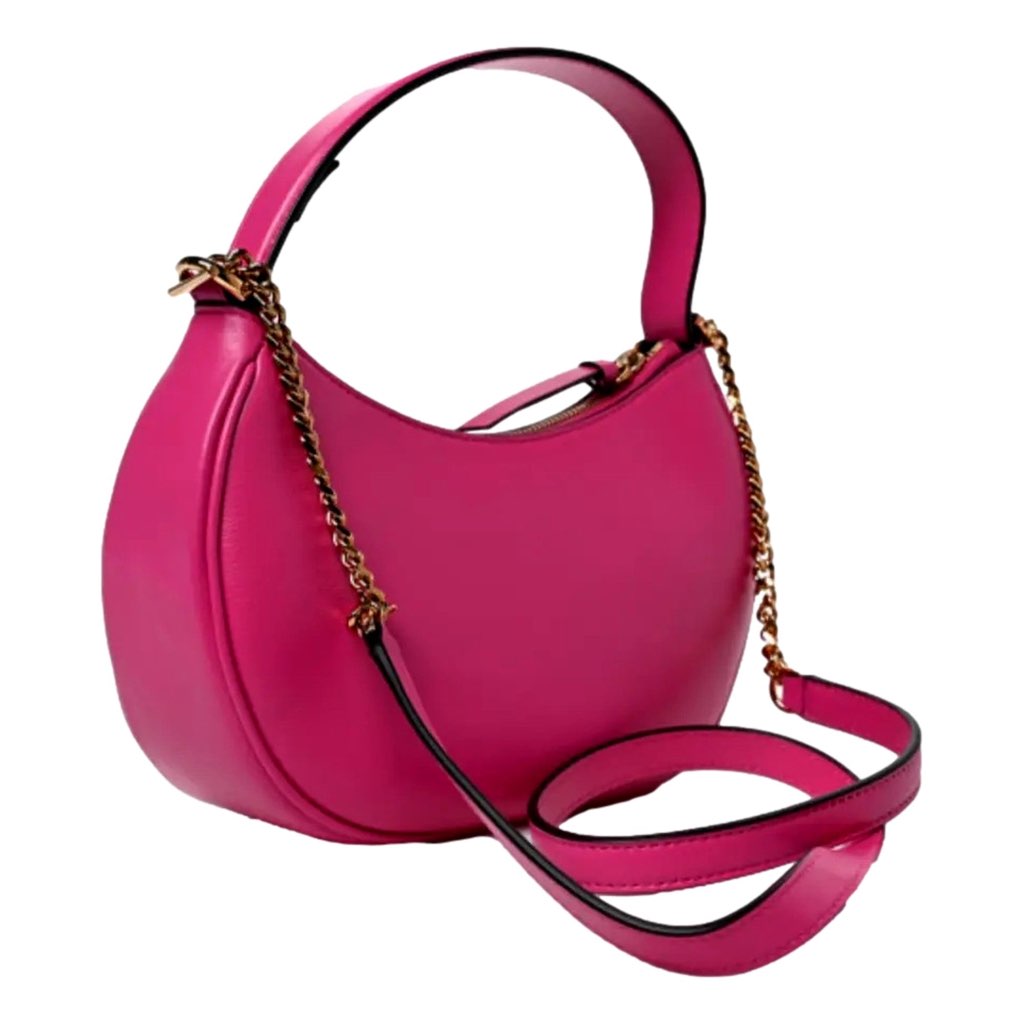 Versace Versace La Medusa Half Moon Hobo Shoulder Crossbody Bag Pink Leather - Back view