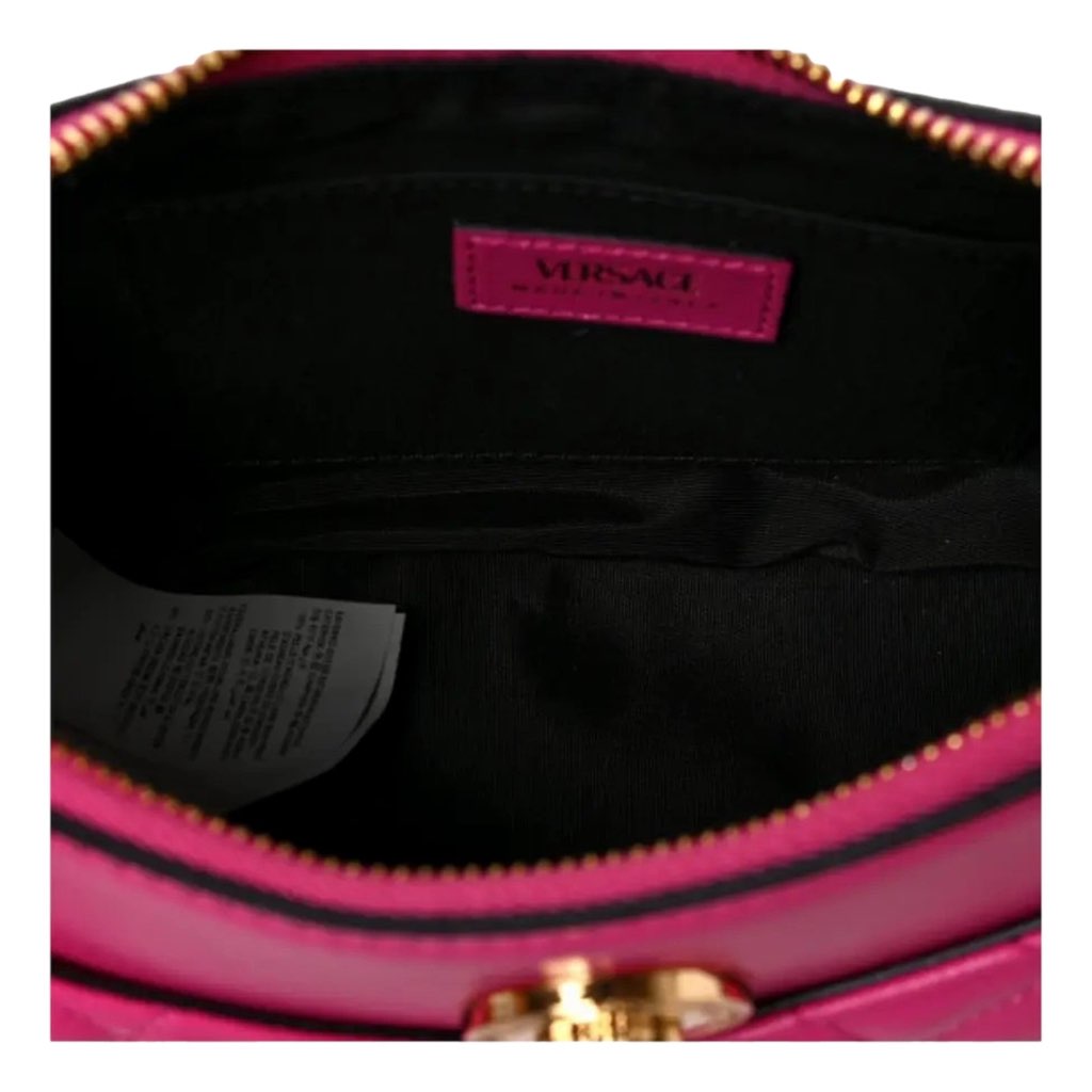 Versace Versace La Medusa Half Moon Hobo Shoulder Crossbody Bag Pink Leather - Side view