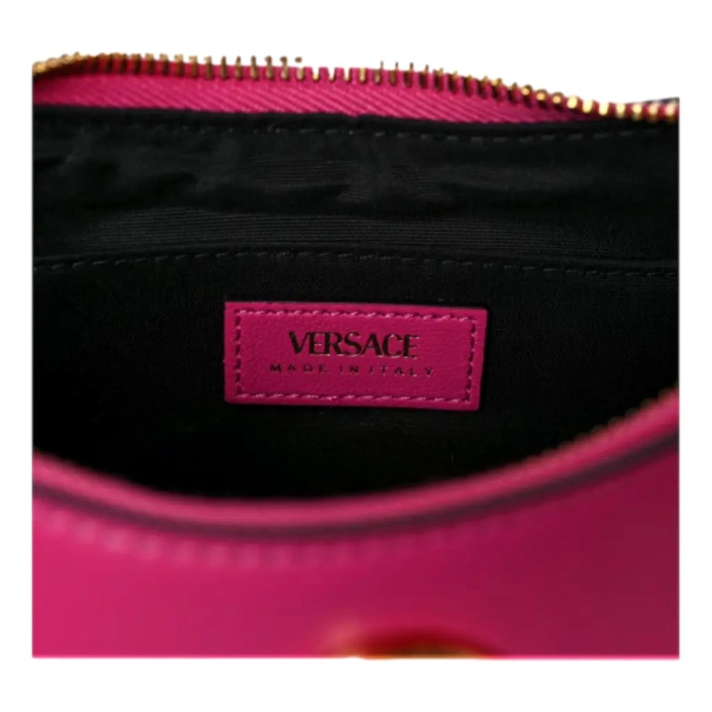 Versace Versace La Medusa Half Moon Hobo Shoulder Crossbody Bag Pink Leather - Detail 1