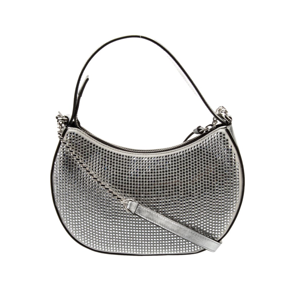 Versace Versace La Medusa Crystal Half Moon Hobo Shoulder Crossbody Bag Silver - Image 6