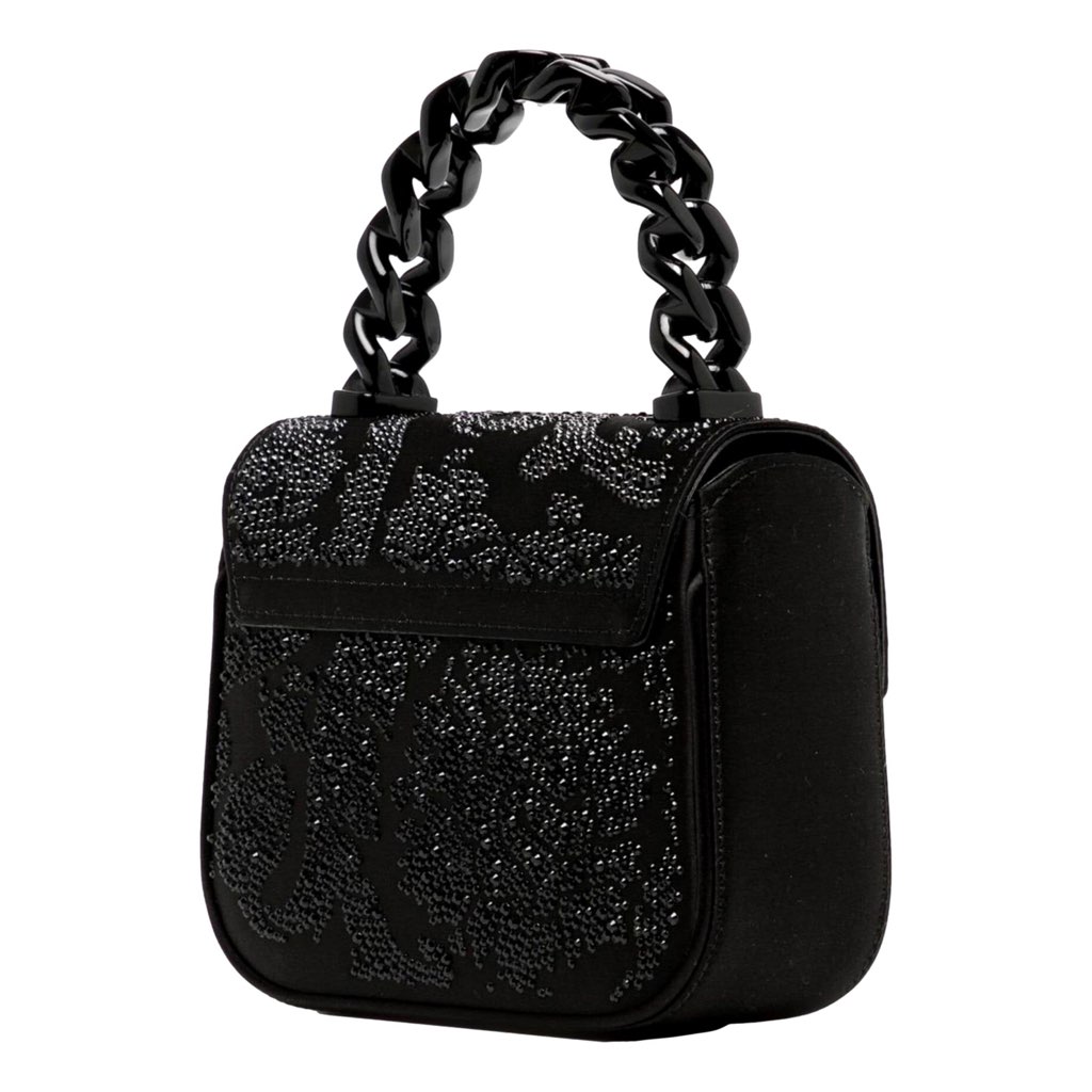 Versace Versace La Medusa Crystal Mini Top Handle Tote Crossbody Black Silk - Image 6