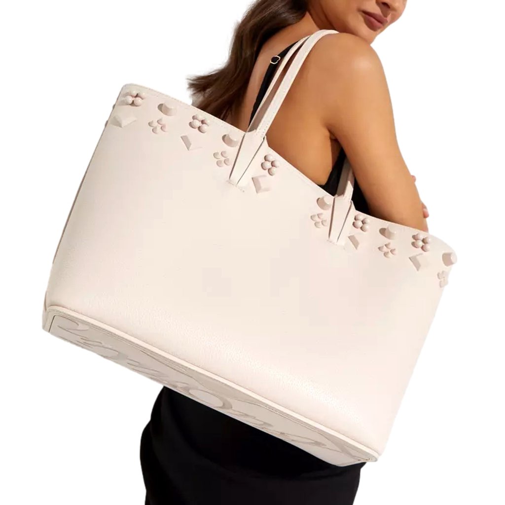 Christian Louboutin Christian Louboutin Cabata Spike Large Tote Shoulder Bag Leche Ivory - Image 6
