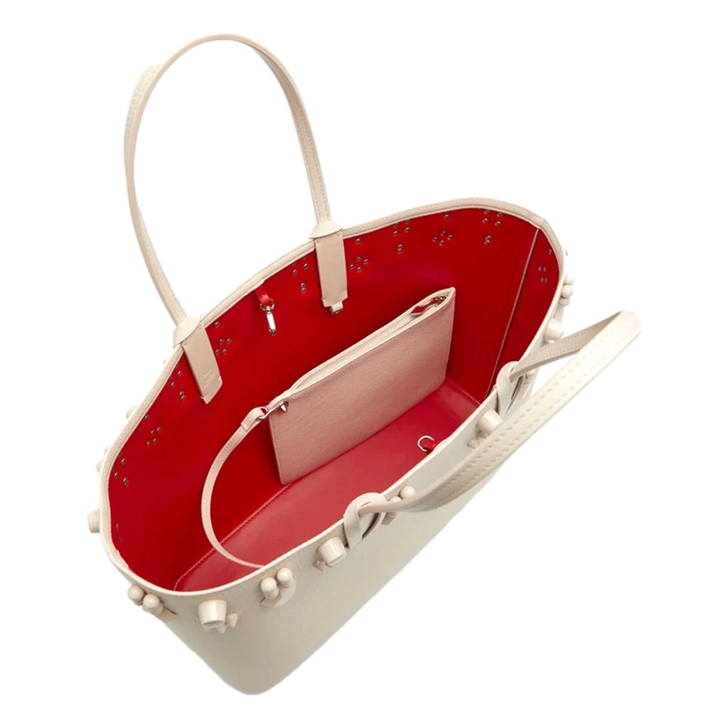 Christian Louboutin Christian Louboutin Cabata Spike Large Tote Shoulder Bag Leche Ivory - Detail 1
