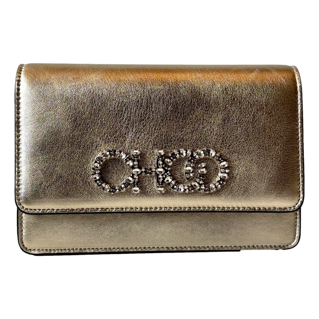 Jimmy Choo Jimmy Choo Kalina  Crossbody Clutch Bag Crystal Logo Metallic Gold