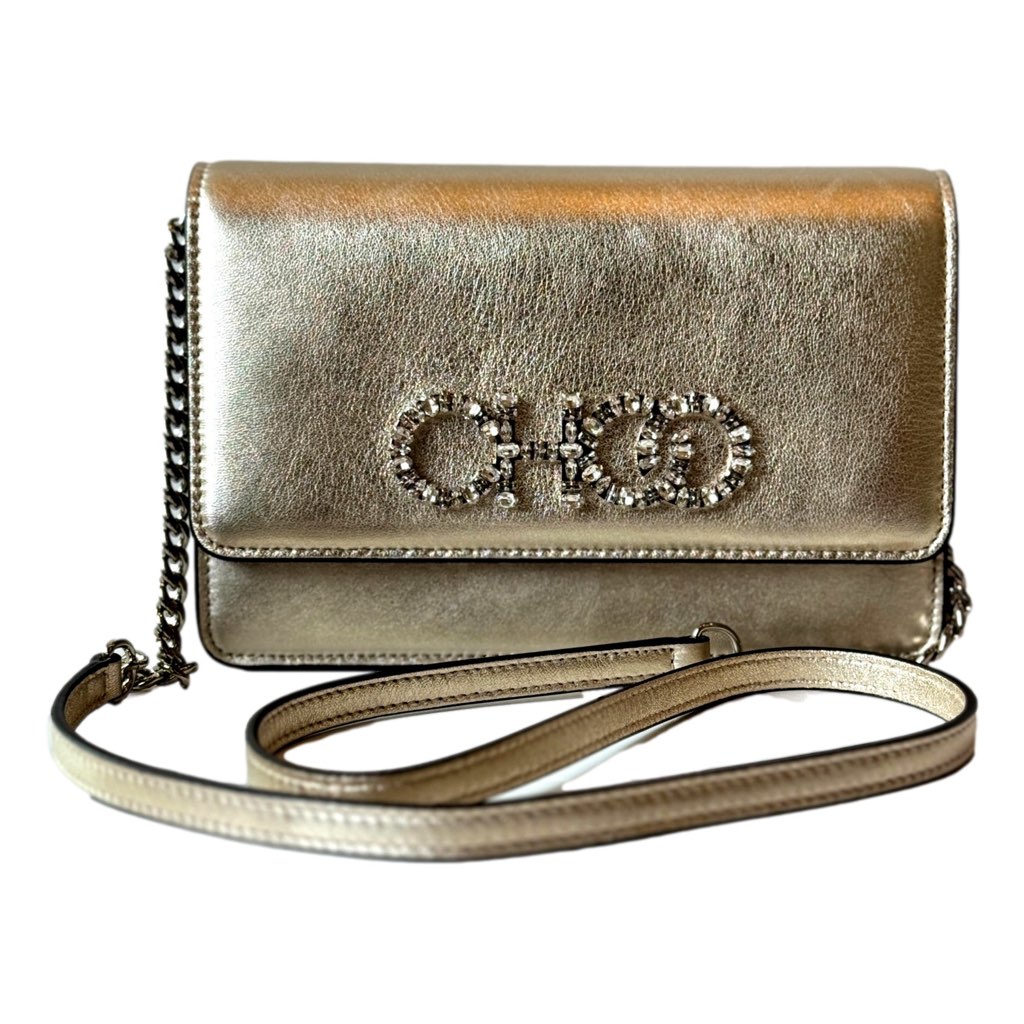 Jimmy Choo Jimmy Choo Kalina  Crossbody Clutch Bag Crystal Logo Metallic Gold - Back view