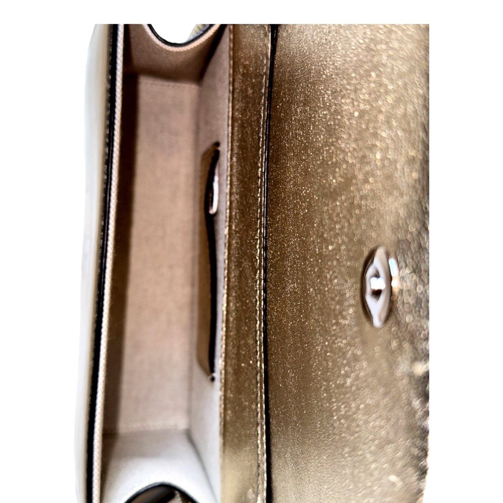 Jimmy Choo Jimmy Choo Kalina  Crossbody Clutch Bag Crystal Logo Metallic Gold - Detail 2