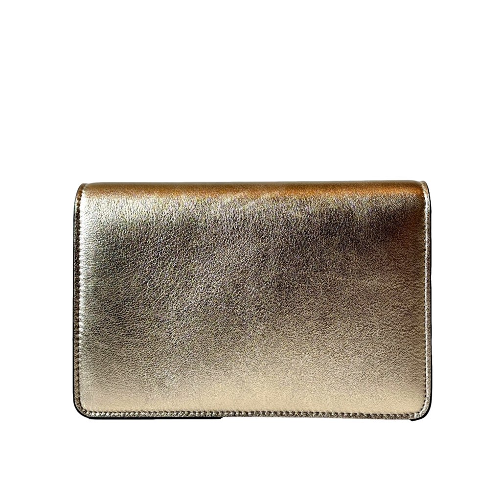 Jimmy Choo Jimmy Choo Kalina  Crossbody Clutch Bag Crystal Logo Metallic Gold - Image 10