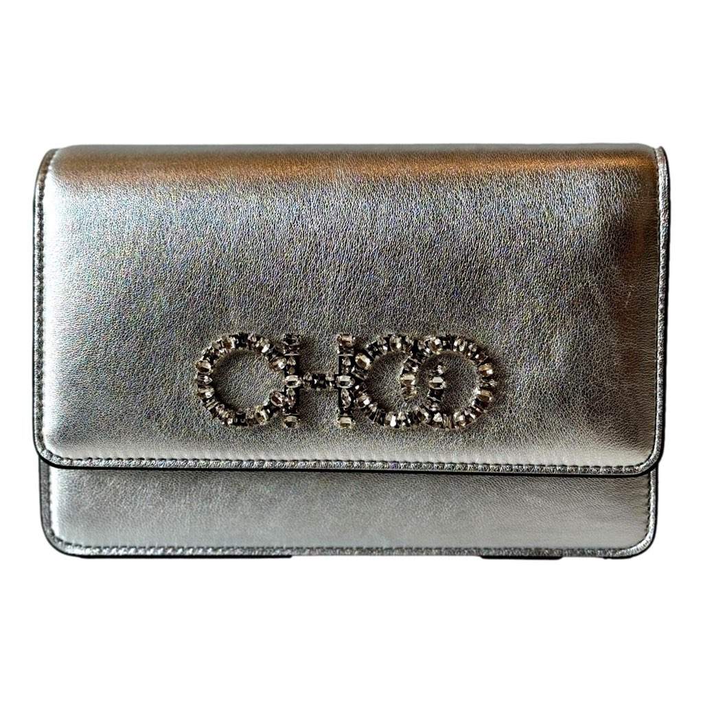 Jimmy Choo Jimmy Choo Kalina  Crossbody Clutch Bag Crystal Logo Metallic Silver - Detail 1